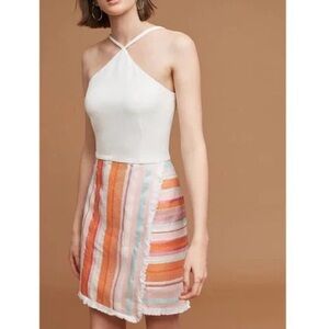 ANTHROPOLOGIE HUTCH KALYN STRIPED FRINGE HALTER SHEATH DRESS - size 6